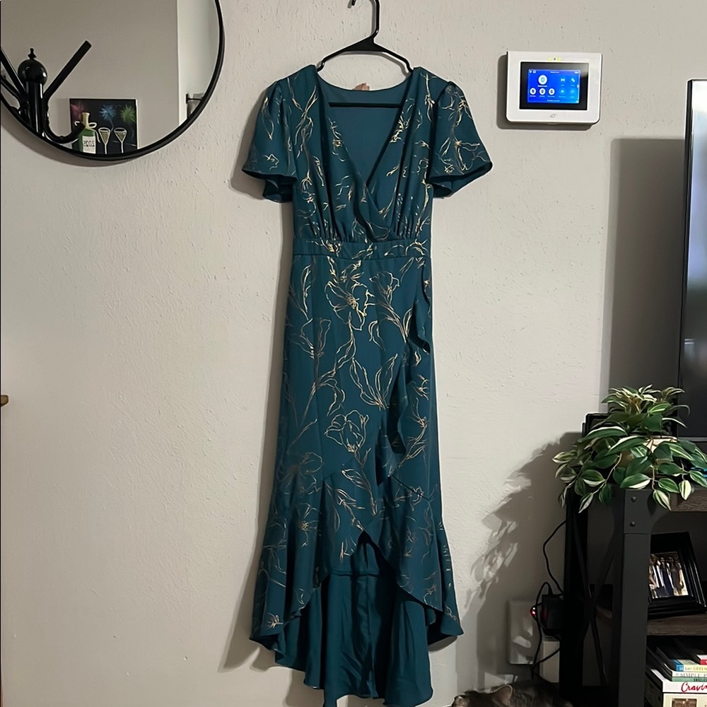 Elegant Teal Floral Dress
